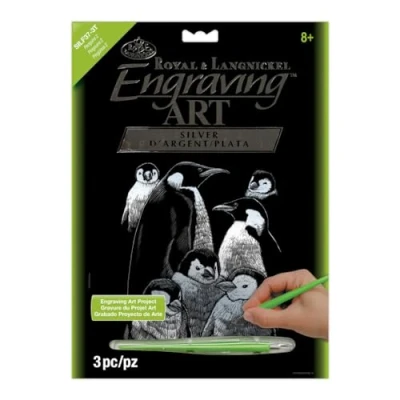 Imagen de Royal Brush Silver Foil Engraving Art Kit 8&quot;X10&quot; Penguins 2