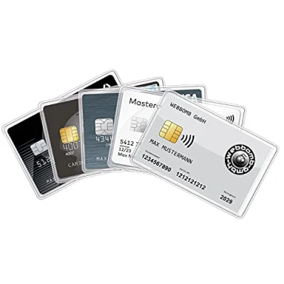 Imagen de 5 fundas transparentes para tarjetas de identificación, bancarias, crédito, conducción, licencia conducir, funda protectora transparente, UNISEX,