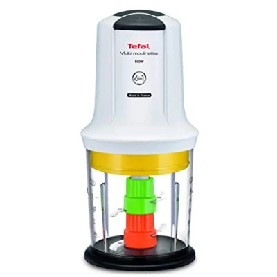 Imagen de Tefal MQ7231 picadora eléctrica De alimentos 0,5 L Negro, Transparente, Blanco 500 W Picadoras eléctricas (0,5 L, 0,3 kg, Francia, Blanco, plástico, Botones)