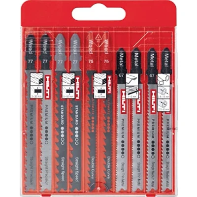 Imagen de Hilti 2332343 Juego de 10 hojas sierras calar BC (Para tareas diarias construcción y trabajo con metales. Vástago saliente úncio (vástago en T)