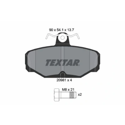 Imagen de TEXTAR 2098101 Juego de pastillas freno no preparado para indicador desgaste con tornillos pinza FORD: Escort 6, Sierra Mk2 Berlina
