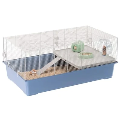 Imagen de Ferplast Jaula para HÁMSTER Milos Jumbo, Hábitat Hámster, Base de Plástico y Estructura Hierro Reciclado, Fácil Mantenimiento, Modular, Accesorios Incluidos, 69,5 x 46 h 41 cm
