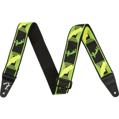 Imagen de Fender® Neon Monogram Strap Correa para guitarra (nailon, 5 cm), color verde y amarillo