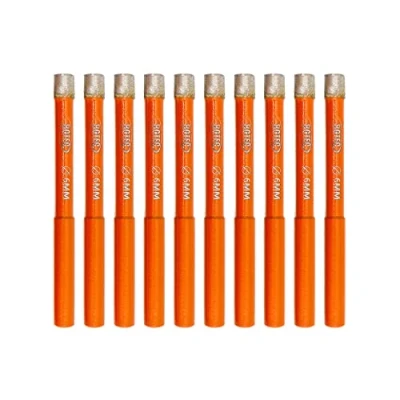 Imagen de BGTEC Broca de núcleo diamante Kit 10 brocas soldadas 6 mm con vástago redondo mm, para mármol, granito, piedra artificial, baldosas cerámica