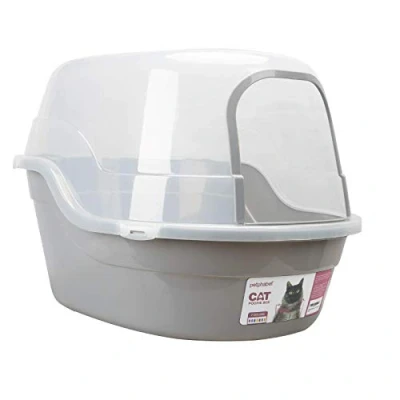 Imagen de Petphabet bandeja de arena grande para gatos, caja inodoro gris, 63 x 48 43 cm, gatos con tapa extra grande, mascotas, color gris
