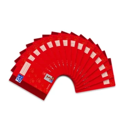 Imagen de Oxford 100050408 Cuaderno de ejercicios (15 unidades, con rayas dobles, 16 hojas, A5, 90 g/m²), color rojo