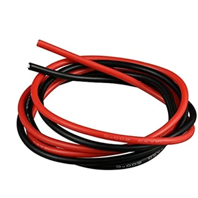 Imagen de Boladge 2 Metros Alambre de Silicona Pura Cable Alimentación 14AWG Batería Cobre Estañado RC Calibre 14 (1 Metro en Negro y 1 Rojo) (14AWG)