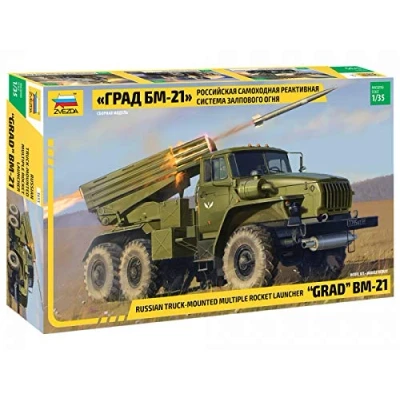 Imagen de Zvezda 500783655 1:35 BM 21 Grados Rocket Launcher maqueta de plástico para principiantes, color verde oliva