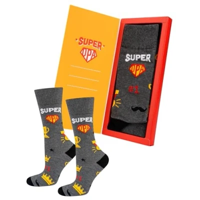 Imagen de soxo Abuelo Calcetines Hombre Divertidos Algodon Regalos Originales Regalo 40 45 Super Opa 1 Par