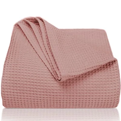 Imagen de LAYNENBURG Manta para sofá Verano 240 x 260 cm XXL Waffle Pique 100% algodón cocha Ligera de como Cama, aireada (Rosa Viejo)