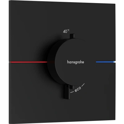 Imagen de hansgrohe ShowerSelect Comfort E, termostato empotrado , grifo con botón de seguridad (SafetyStop) a 40 C, rectangular para ducha y bañera, mezclador 3 funciones, negro mate