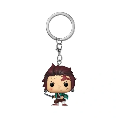 Imagen de Funko Pop! Keychain: Demon Slayer Tanjiro Kamado Bloody Guardianes de la Noche Minifigura Vinilo Coleccionable Llavero Original Relleno Calcetines Idea Regalo Anime Fans