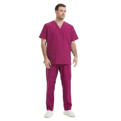 Imagen de MISEMIYA Pijama Sanitario Conjuntos Uniformes Sanitarios Unisex Medicos 6801 6802 XL, Granate