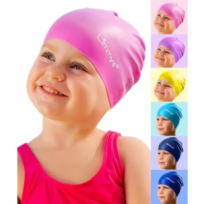 Imagen de Limmys Gorro Piscina para Niños Niño 100% Silicona Niña Gorros de Cómodos, Elásticos y Calidad Natación Infantil Atractivos (Rosa Claro)