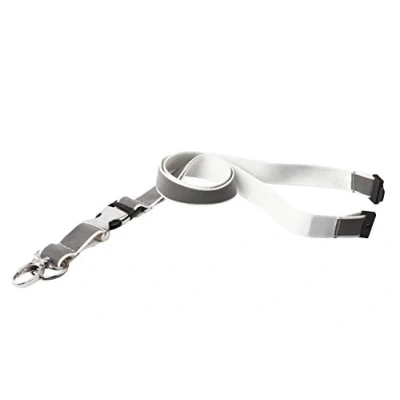 Imagen de Djois made by Tarifold 200532 Lote 10 Cordón Cintas Colgantes Reflectantes para Tarjetas de Identificación Cierre seguridad y Doble accesorio Tarjeta Llaves, Blanco/Gris 55cm, 10u.
