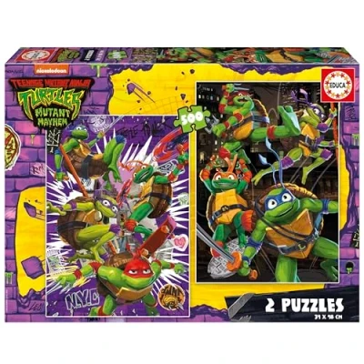 Imagen de Educa Ninja Turtles Pack de 2 Puzzles con 500 Piezas Cada uno. Medidas: 34 x 48 cm. Incluye Cola Fix Puzzle. A Partir 11 años (19916)