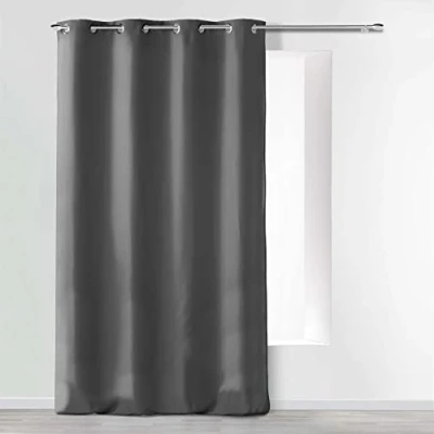 Imagen de Douceur d&#039;Intérieur Absolu Cortina con Ojales (140 x 260 cm, 140 Microfibra, Lisa, poliéster), Antracita