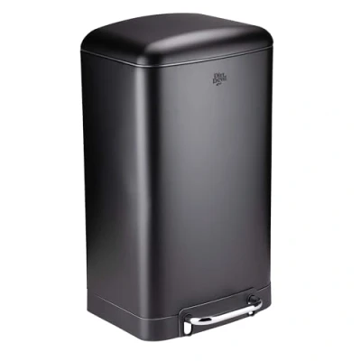 Imagen de Dirt Devil cubo de basura con pedal (30 L, tapa cierre suave, 34,5 x 32,5 61,5 cm, sistema separación basura, acero inoxidable, interior extraíble, plástico), color negro