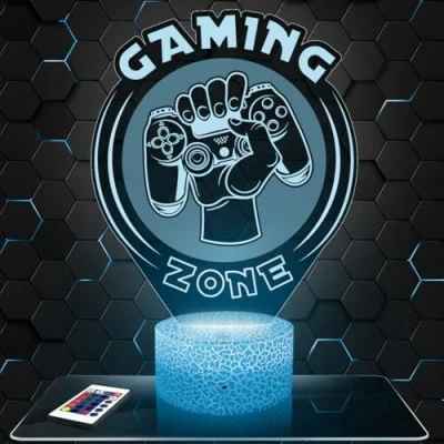 Imagen de lámpara Gaming Zone decoración Cuarto para niños. 3D Zone, objeto de videojuegos jugadores, Idea regalo, noche la oficina. regalo original. TOP