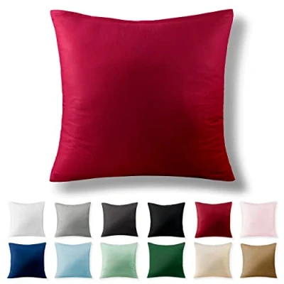 Imagen de Alreya Funda de Almohada Renforcé 100% Algodón 60 x cm Rojo Hipoalergénica con Cremallera YKK