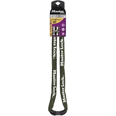 Imagen de Master Lock 8028EURD Candado Bicicleta con Cadena Combinación, Verde, 150 cm