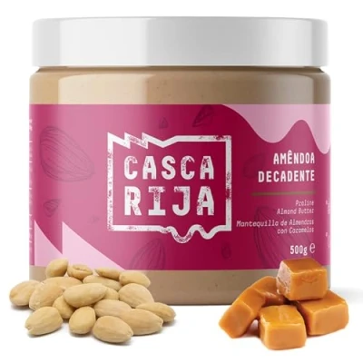 Imagen de CASCA RIJA: Crema de Almendras Con Praliné 500g 87,3% Tostadas 0,01% Canela Molida + Jengibre en Polvo 100% Natural Trozos Caramelizadas, Vegan