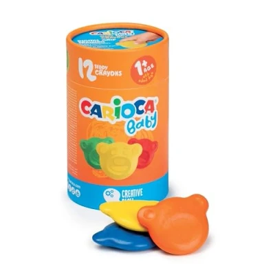 Imagen de CARIOCA ceras para bebé 1+ tubo de 12 colores con forma oso, niños a partir meses, uds