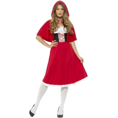 Imagen de Smiffys Disfraz de Caperucita Roja, rojo, con vestido largo y capa
