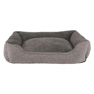Imagen de lionto Cama Perros Tejida Mezclado cojín Cesta Funda extraíble, (M) 90x75 cm Gris