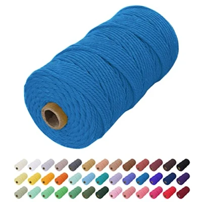 Imagen de Uiopa Hilo Macrame 2mm x 200m, Cuerda de Algodon Natural Cordel, Manualidades para DIY Pared, Cortina, Colgar Plantas, Decoracion Dormitorio (Lago azul)