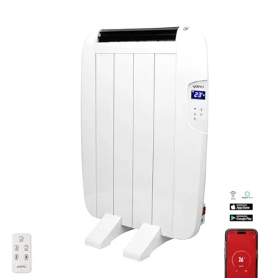 Imagen de YOEVU Emisor termico de Aluminio, 600W, Calefactor Bajo Consumo, Diseño Moderno, Blanco (600W 4 Elementos)