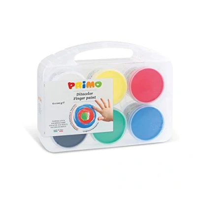 Imagen de PRIMO Maletín de Colores para Niños +2Años Primera Infancia, Témperas Pintar con Dedos 100g 6 Témpera Pintura Papelería Manualidades Dermatológicamente Testada Vuelta al Cole MadeinItaly
