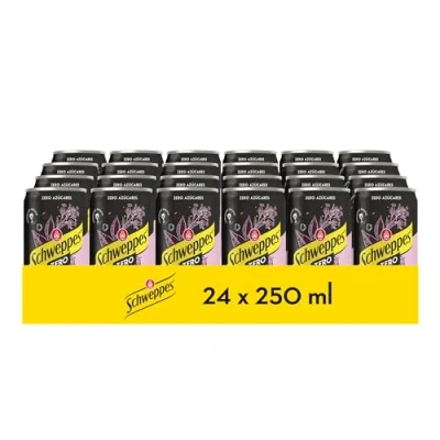 Imagen de Schweppes Tónica Pink Zero, Sin Azúcar ni Calorías, Bebida Refrescante Lata, Pack 24 x 25 cl