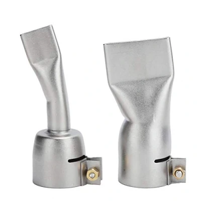 Imagen de 2 piezas Boquilla plana de pistola soldadura, punta pequeña 20 mm + grande 40 para herramienta calor aire caliente acero inoxidable