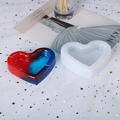 Imagen de POFET Cenicero con forma de corazón 10 cm, para bricolaje, resina, molde silicona, transparente resina
