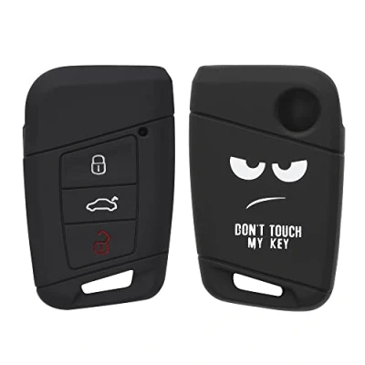 Imagen de kwmobile Carcasa Compatible con Llavero de VW Llave Coche 3 Botones (Solo Keyless Go) Funda para Mando Silicona Blanco/Negro