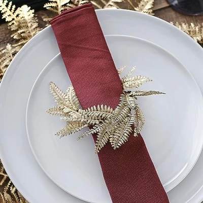 Imagen de Ginger Ray Servilleteros de Mesa Navidad con Corona Helecho Dorado, 4 Unidades