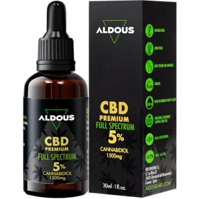 Imagen de Auténtico Aceite CBD Oil 5% Full Spectrum 30ml 1500mg de Cannabidiol Cáñamo Bio enriquecido con 1200 gotas Hemp Espectro Completo