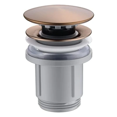 Imagen de Mice Valvula de Click Clack Apta para lavabos y bides Desagüe Lavabo Fácil instalación Tapones Lavabo, Universal con o sin Rebosadero, Pop Up Oro Rosa Cepillado VCC021