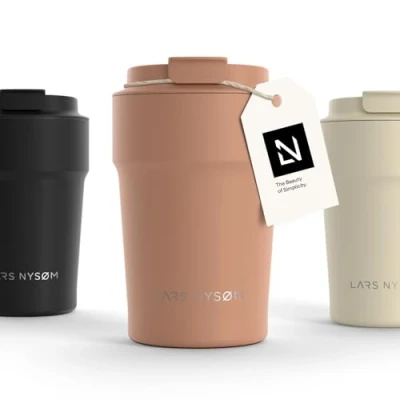 Imagen de LARS NYSØM Taza térmica café para llevar Termo de 0,38 litros con aislante Travel mug acero inoxidable a prueba fugas el y té (Blush Rose, 380ml)