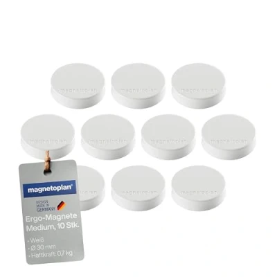 Imagen de Imanes Ergo medianos de 30 mm x 8 mm, 10 Unidades, Color Blanco