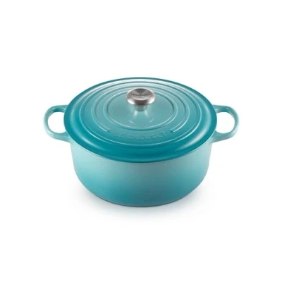 Imagen de Le Creuset Cocotte Evolution de hierro fundido con tapa, Ø 28 cm, Redonda, Todas las fuentes calor incl. inducción, 6.7 l, Azul Caribe