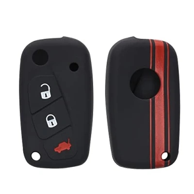 Imagen de kwmobile Carcasa Compatible con Llavero de Fiat Lancia Llave Coche 3 Botones Funda para Mando Silicona Rojo/Negro