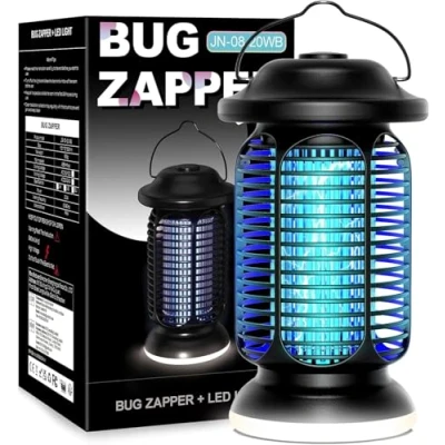 Imagen de EUQQZU Lámpara Antimosquitos Electrico, 20W Anti Mosquitos Insectos UV Luz Matamoscas Eléctrico, 4000V IPX4 Impermeable Electrico Matamosquitos Efectiva 100㎡ para Exterior Portable