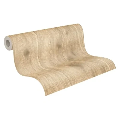 Imagen de A.S. Création Papel Pintado de Vinilo Pared con Aspecto Madera en Tonos Marrón y Beige para Diferentes Espacios 10,05 m x 0,53