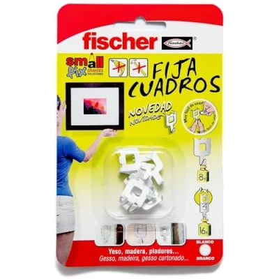 Imagen de fischer Fija Cuadros para Colgar Sin Hacer Agujeros, Capacidad de Carga Hasta 8 Kg, Reutilizable y Ideal Cartón Yeso, Yeso Madera. Color Blanco (Paquete Unidades)