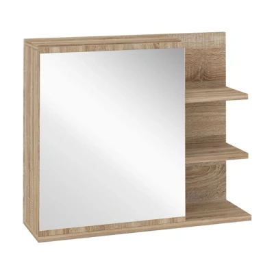 Imagen de kleankin Armario de Baño con Espejo para 3 Estantes Abiertos y 1 Estante Interior Mueble Estilo Moderno 60x18x50 cm Natural