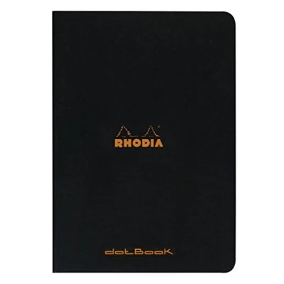 Imagen de RHODIA, 119166C, Cuaderno Negro, A4, Interior: Punteado, 96 páginas, Papel Clairefontaine Blanco 80 gr/m², Tapa de cartón estucado suave y resistente, Negro