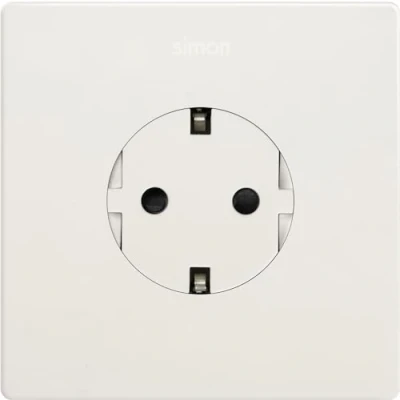 Imagen de SIMON KIT Enchufe de Empotrar Clean Schuko, Serie 270, 250V, 16 A, Pared Plano y Fino, Apto para Interiores, Fácil Instalar, Incluye Marco, Tapa Mecanismo, Color Blanco