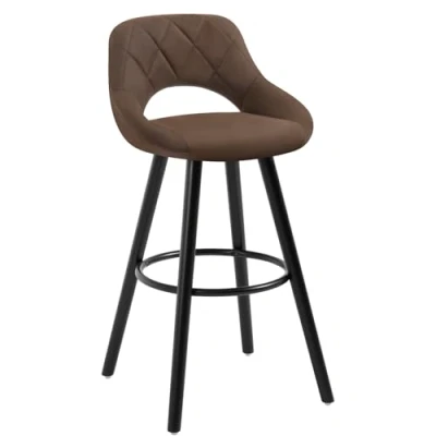 Imagen de WOLTU 1X Taburetes de Bar con Respaldo Sillas Cocina Juego 1 Altos Marco Madera Maciza Tela Silla Diseño Marrón Oscuro BH291dbr